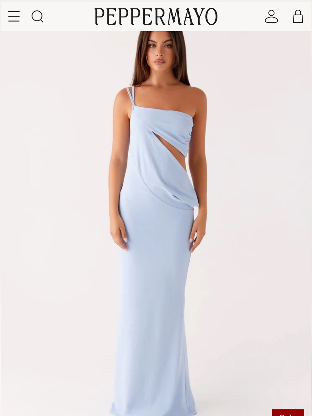 Peppermayo Dani One-Shoulder Maxi Dress - Light Blue